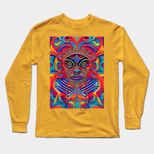 New World Gods (7) - Mesoamerican Inspired Psychedelic Art Long Sleeve T-Shirt